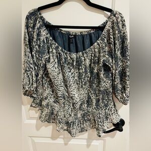 EXPRESS Printed Smocked Off-Shoulder Top - Size Large